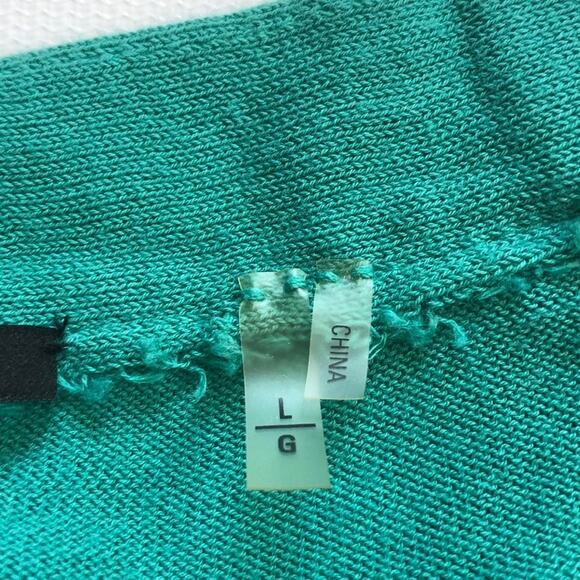 Tahari Turquoise Snap Up Cotton Cardigan Sweater Blouse - Large - Picture 9 of 10